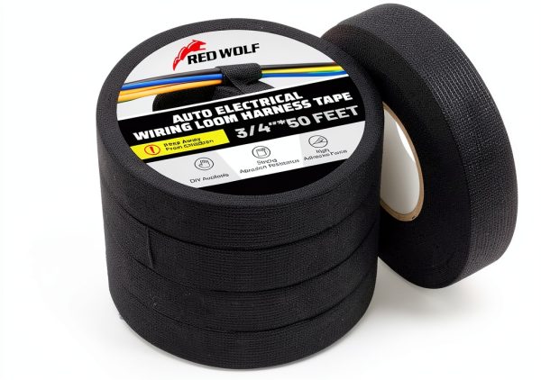 RED WOLF Electrical Tape Black Acrylic Polyester Waterproof-0