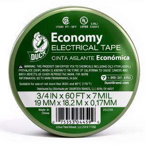 Duck Electrical Tape Black Vinyl Moisture Resistant 60 Foot-0