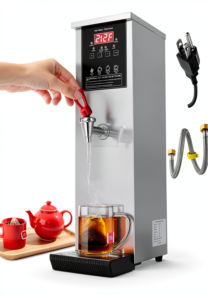 CAZACHEF hot water dispenser installed on a café countertop